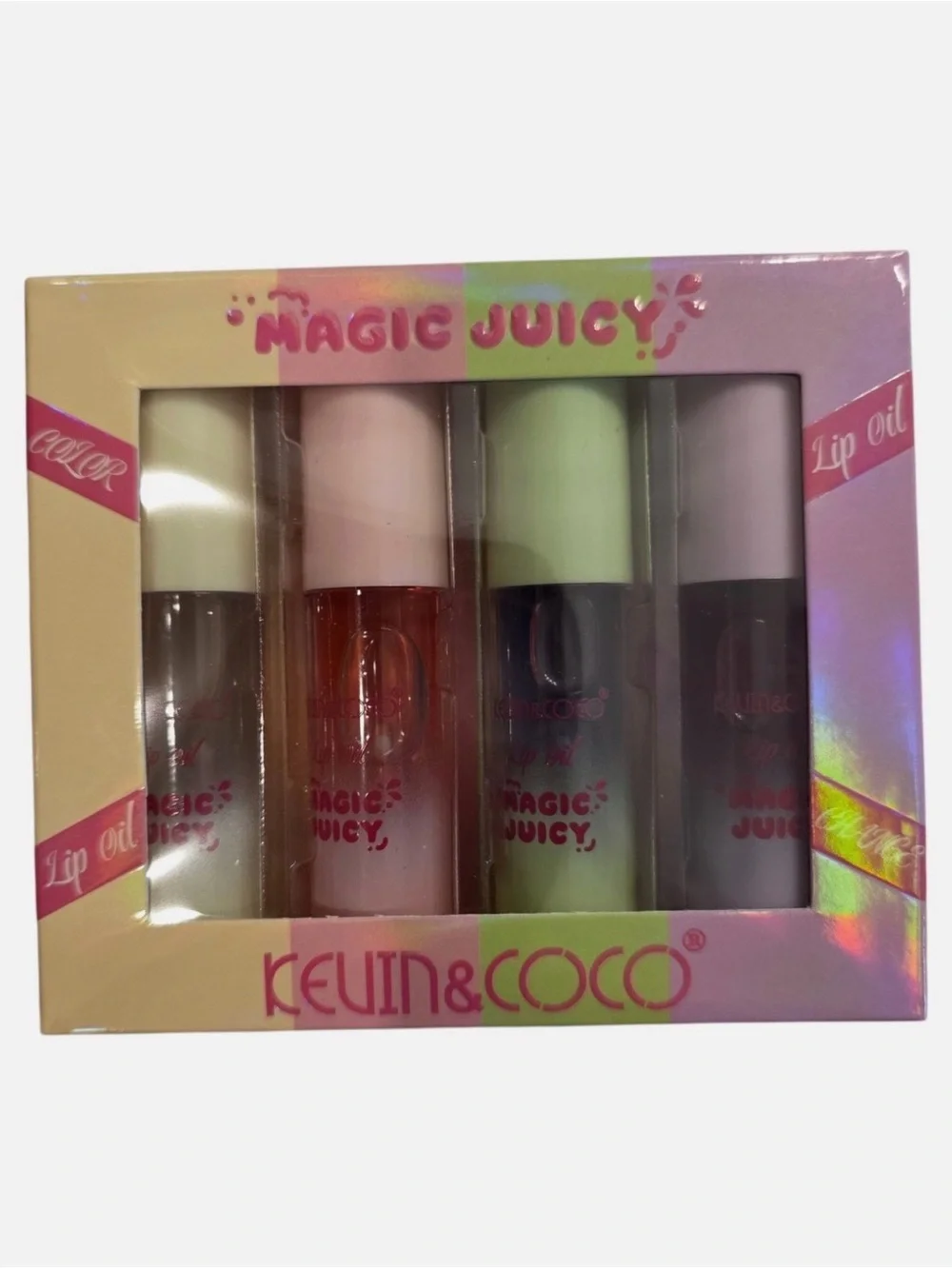 Kevin & Coco Magic Juicy Color Change Lip Oil Set 4 Pcs Hydrating Gloss NIB New